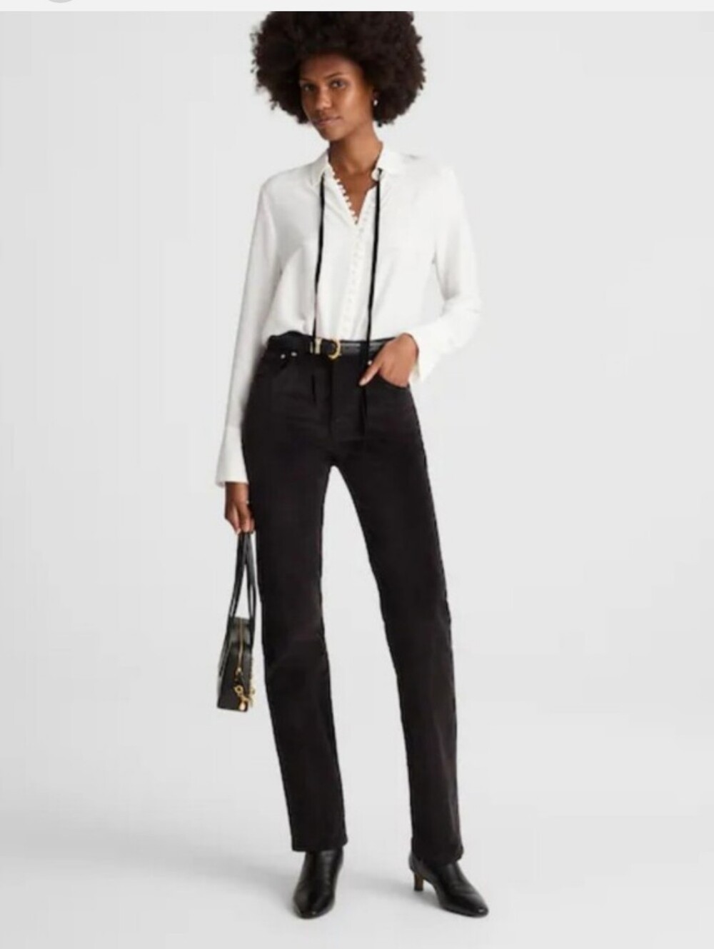 Madewell The Longline Straight Pant in Velvet NY500 Size 29 NWT Black